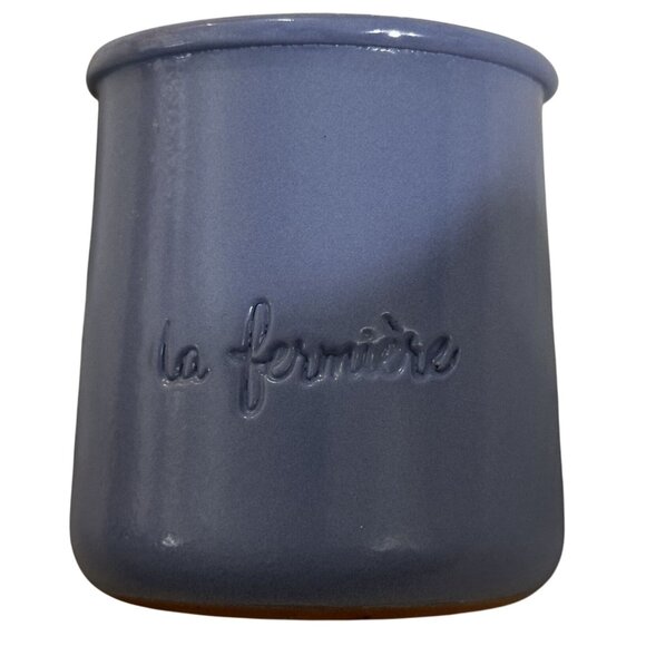 La Fermiere Terra Cotta Periwinkle Blue Empty Yogurt Pot Small 3" - Picture 1 of 2